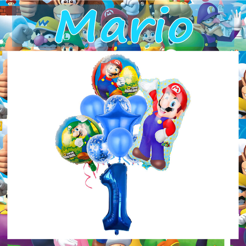 Marioed Super Bro globos decorativos para fiesta de cumpleaños, suministros de fiesta de niño, Baby Shower, Globo de látex de aluminio familiar