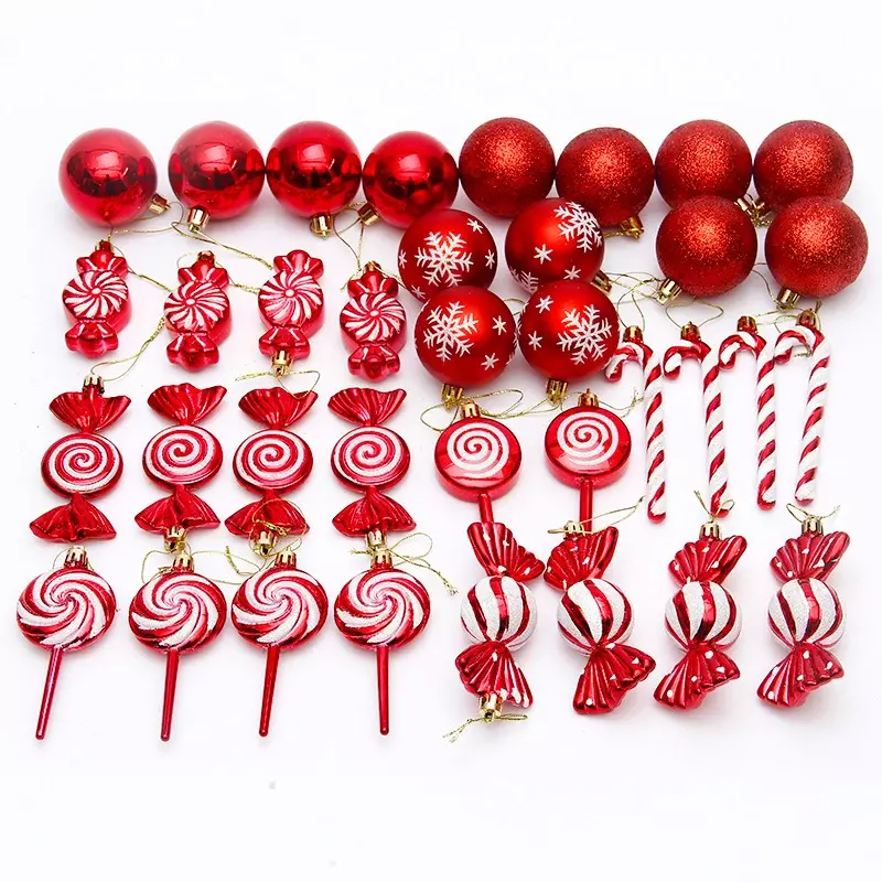 36Pcs/Box Christmas Ball Christmas Tree Hanging Pendants Home Gifts New Year Printed Special-shaped Christmas Spheres Ornaments