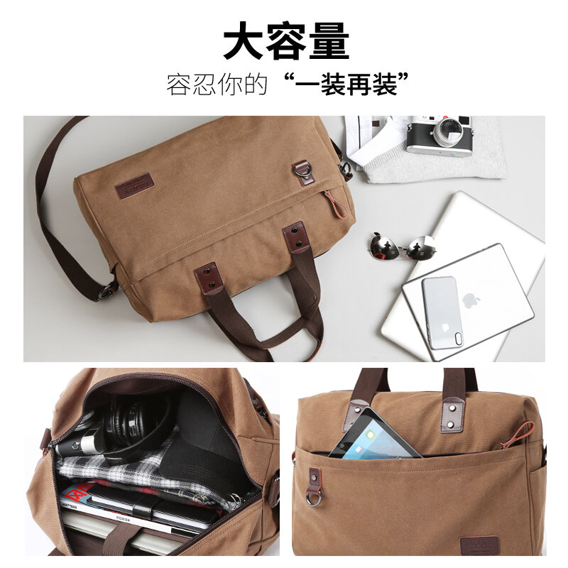 Bolso de mano de lona para hombre, bolsa de negocios informal para ordenador portátil de 15,6 pulgadas, bolso de hombro de viaje de alta calidad, a la moda