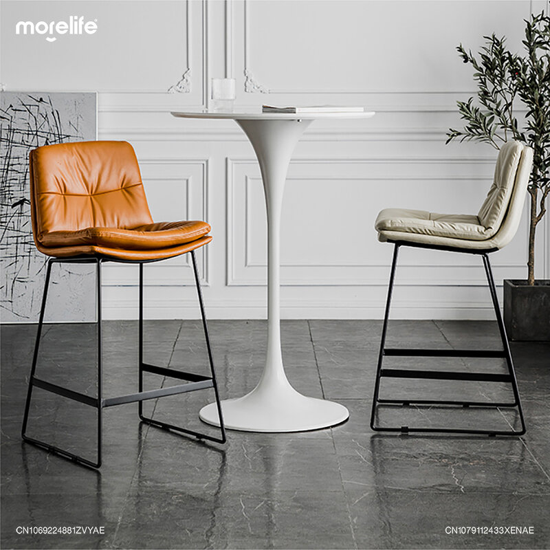 Nordic Light Luxury Iron Bar Chair, encostos minimalistas modernos, fezes de pernas altas, mesa de ilha, cadeira de jantar