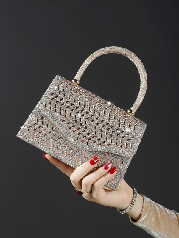 Elegant and fashionable rhinestone banquet bag, shiny handbag, suitable for women's birthday parties and wedding dances