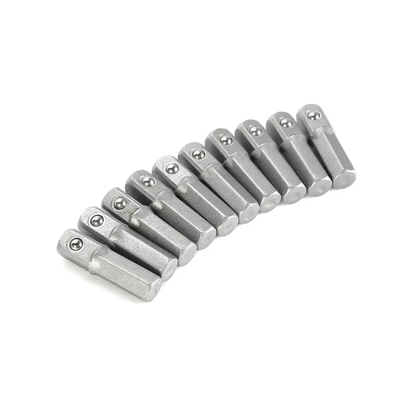 10pcs Socket Adapter Converter 1/4" Hex Shank To 1/4" Square Drive 25mm For All Quick Change Drill Chucks Hand Tools
