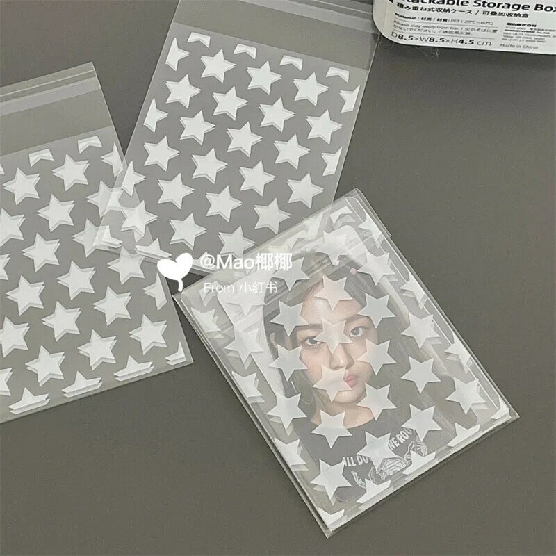 50 buah/tas bintang cetak diri Sealing OPP tas untuk bintang penyimpanan foto Organizer Mini kartu tas pemegang saku transparan