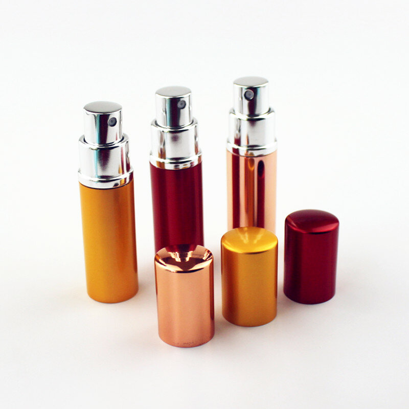 1Pc 5Ml 10Ml Draagbare Mini Parfum Glazen Fles Reizen Aluminium Spray Verstuiver Lege Metalen Parfum Verstuiver Spuit