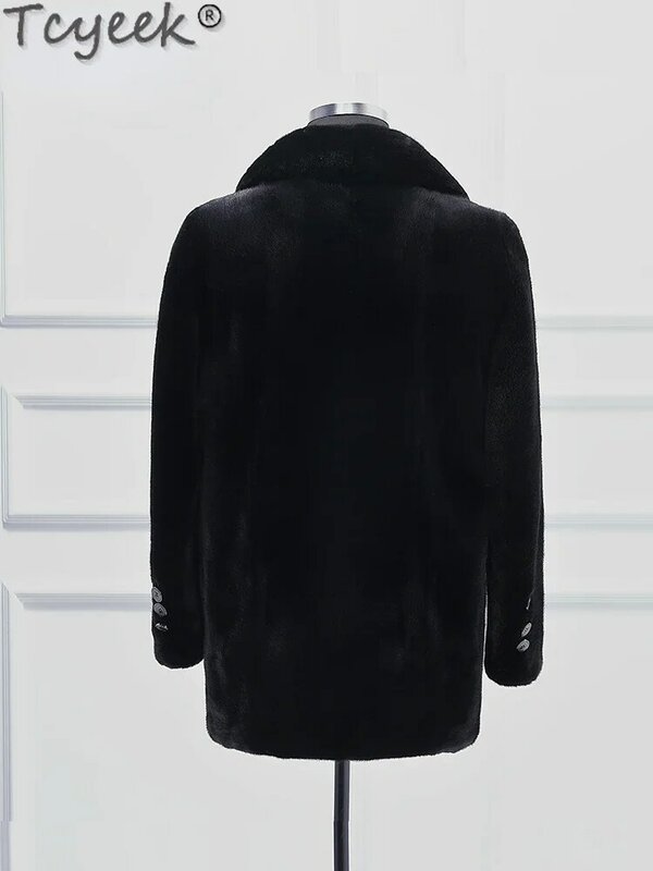 Tcyeek Fashion Mens Fur Coats Real Mink Fur Natural Coat Male 9xl Winter Warm Whole Mink Fur Jacket Men Clothing Black Hombre