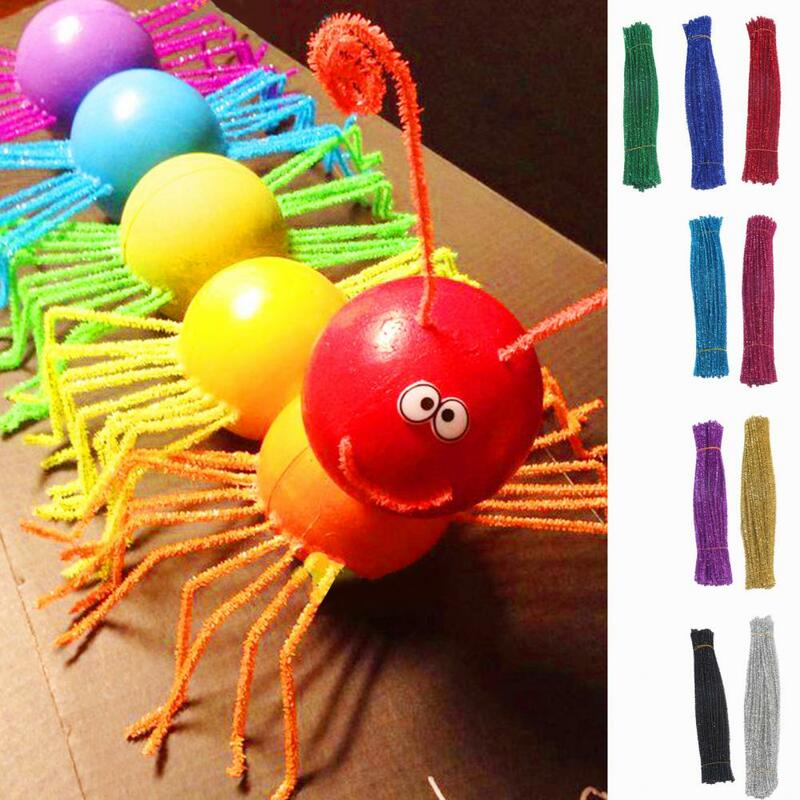 반짝이 셔닐 줄기 DIY 공예 셔닐 줄기, 구부릴 수 있는 플러시 틴셀 줄기, 어린이 교육용 DIY 공예 용품 장난감, 100 개