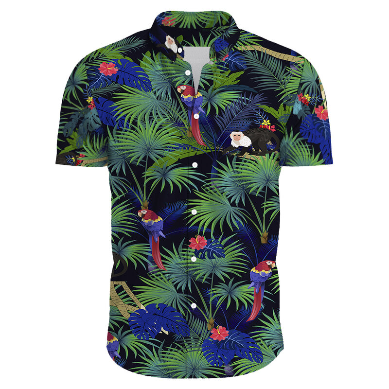2024 Zomer Heren Casual Bloemenprint Korte Mouwen Top Hawaiiaans Shirt Voor Heren Dagelijks Nieuwe Hoge Kwaliteit Revers Oversized