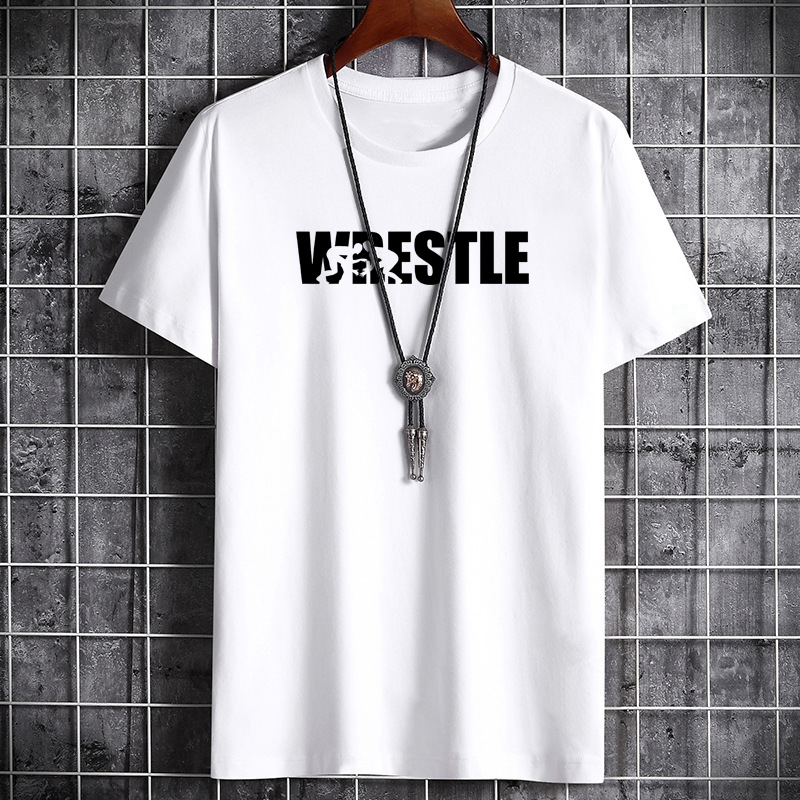 Summer Men's Pure Cotton T-shirt Loose Casual Fashion Printed Short sleeved Top Breathable Sweat-absorbing Comfortable T-shirt