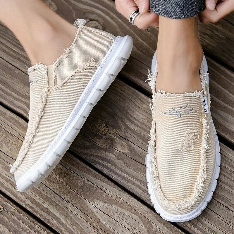 2024 new Men's shoes summer fashion breathable canvas casual shoes soft soled anti slip driving shoes Loafers shoes