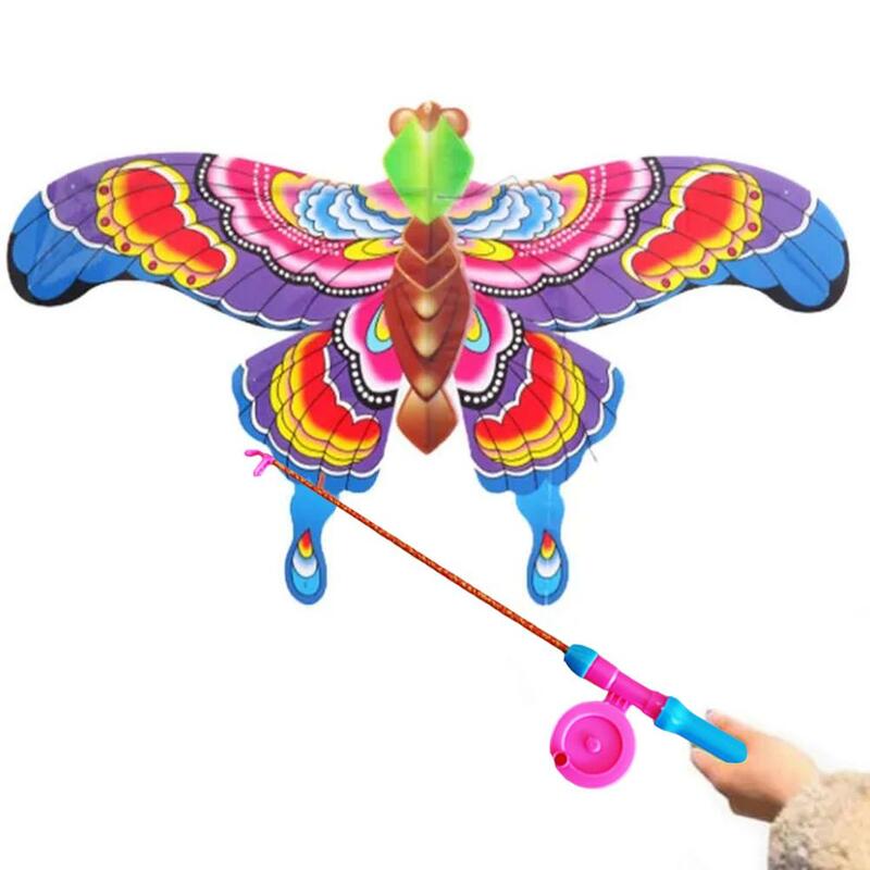Dynamic Kite Children's Outdoor Handheld Small Kite Fishing Rod Kite Toy Cartoon Butterfly Swallow Eagle Kite Outdoor Toy