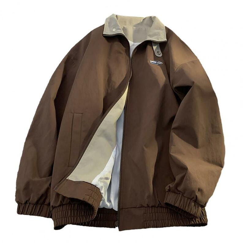 Revers Langarm jacke stilvolle Damen Frühling Herbst Trenchcoat mit Reiß verschluss Knopfleiste Taschen Vintage übergroß für All-Match