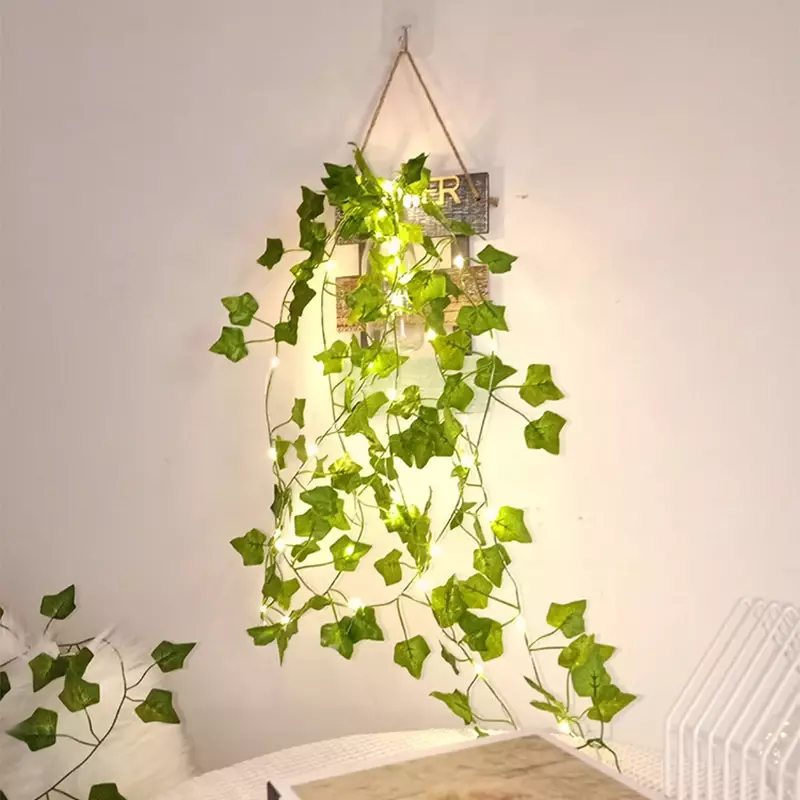 Solar Vine łańcuchy świetlne zewnętrzne wodoodporne bluszcz światła LED sztuczny ratan zielona dekoracja roślin Maple Leaf Garland Lamp