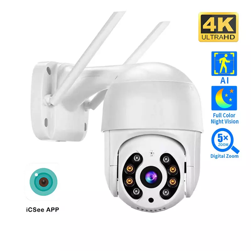 Telecamera IP 8MP 4K telecamera WIFI Wireless da 5mp Monitor di sorveglianza Speed Dome telecamera PTZ con localizzazione automatica Smart Home Outdoor