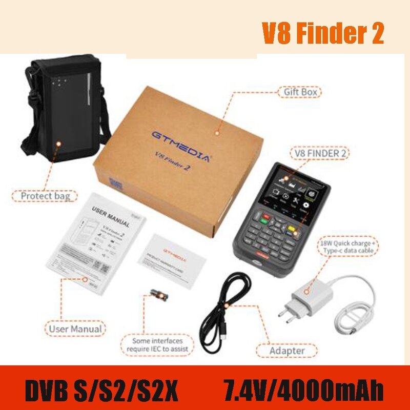 Приемник спутникового сигнала V8 Finder 2 PRO DVB S/S2/S2X HD 1080P, спутниковый декодер, бразильский ACM h.264, бесплатная доставка