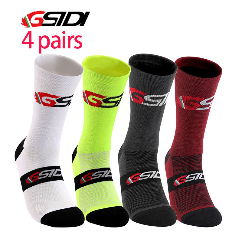 GSIDI-Calcetines deportivos profesionales para hombre y mujer, medias de compresión para deportes al aire libre, ciclismo de montaña y carretera, 4 unidades