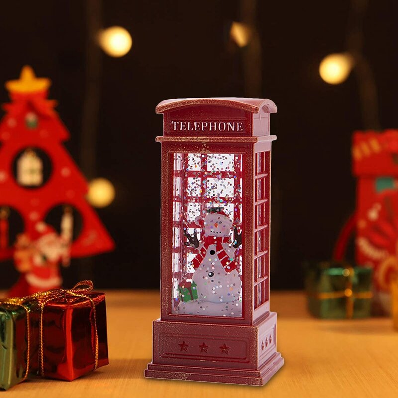 Lentera Natal salju bola dunia lentera air Natal salju berkilauan Stan telepon untuk Festival untuk anak-anak