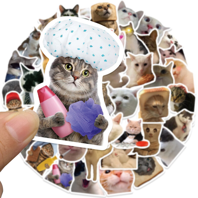 50PCS Cute Cat Stickers Vinyl Waterproof Funny Cats Decals for Water Bottle Laptop Skateboard Scrapbook Luggage Kids Toys