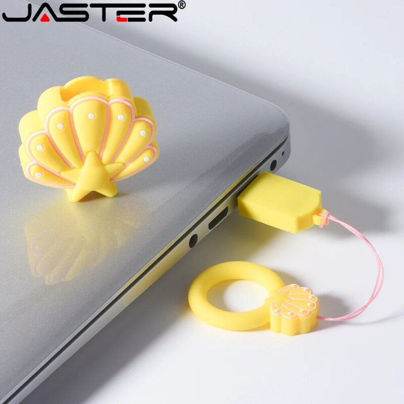 JASTER Avocado USB แฟลชไดรฟ์64GB สีเหลืองเปลือกหอยไดรฟ์ปากกา32GB การ์ตูนน่ารัก Memory Stick ของขวัญสร้างสรรค์สำหรับเด็ก Pendrive