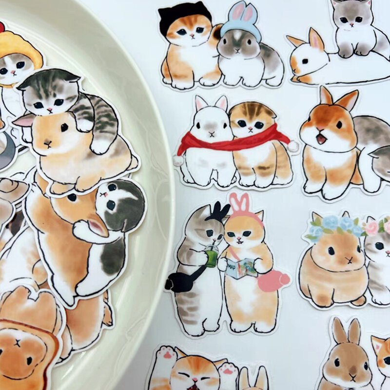 40 szt. Kot króliczek śmieszne zwierzęta naklejki Graffiti DIY zabawki dla dzieci telefon Notebook bagaż Laptop naklejki na lodówkę