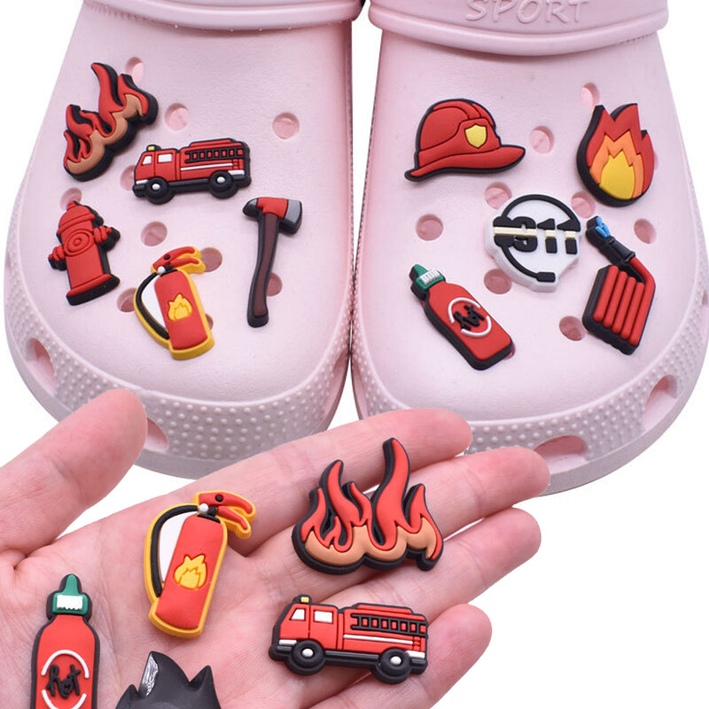 Hot Sale 1pcs PVC Fireman Accessories for Crocs Charms Men Badge Women Clogs Buckle Kids Pins Shoe Decoration Jeans X-mas Gift