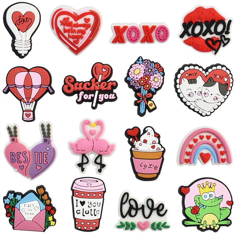 1pcs New  Girls' Valentine's Day collection  Charms Shoe Accessories  Decorations Fit Wristband Croc Jibz Charm Party Present