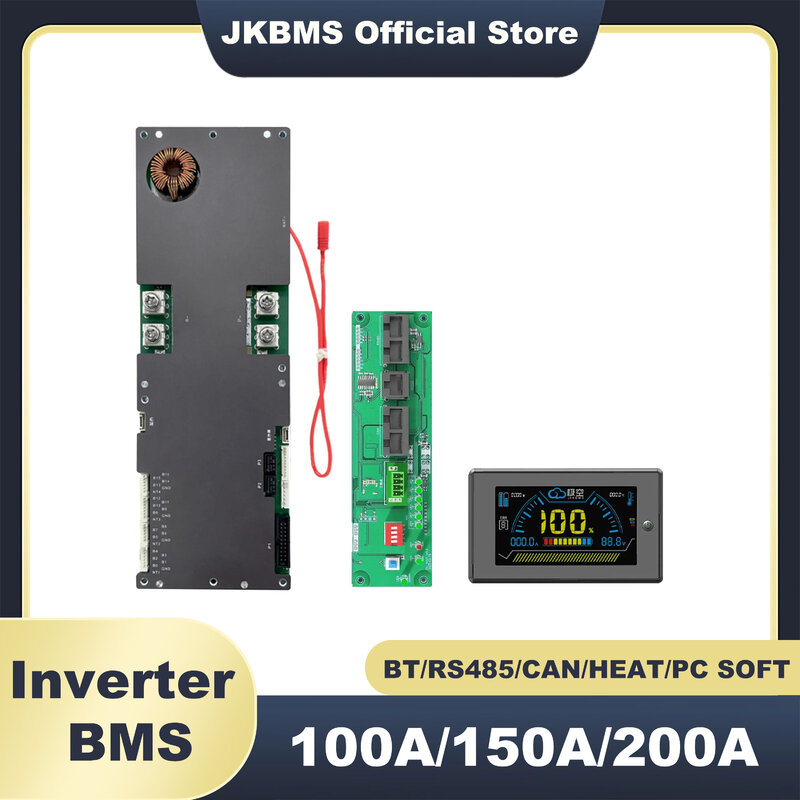 Интеллектуальный инвертор JKBMS BMS 8S 16S 24 в 48 в 100A 150A 200A 8S-16S семейное хранилище энергии Lifepo4/li-ion/LTO для инвертора Growatt Deye