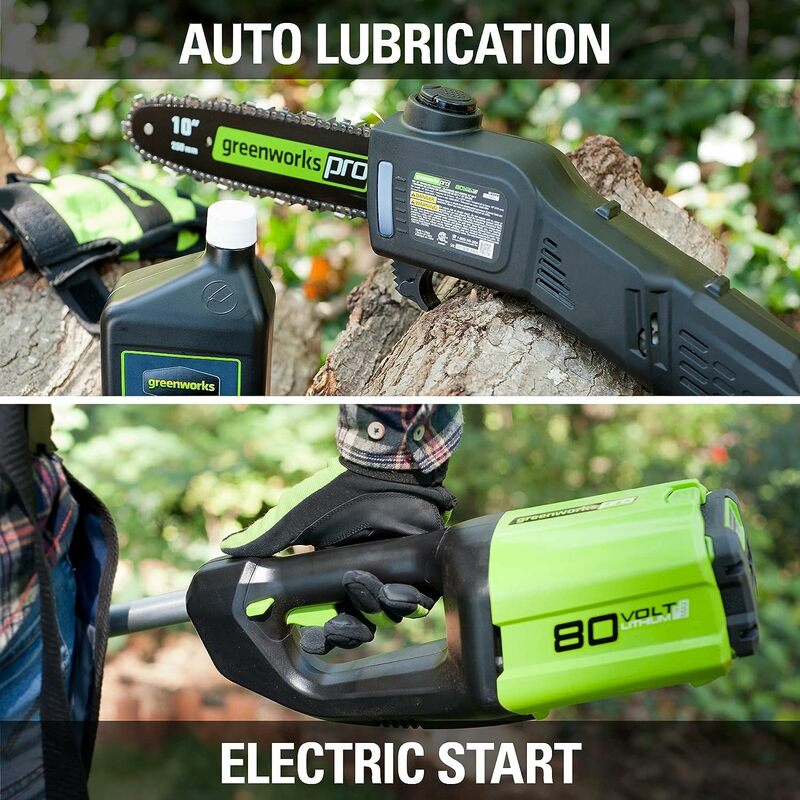 80V 10" Cordless Polesaw (Great For Pruning and Trimming Branches / 75+ Compatible Tools), 2.0Ah Battery and Charger Included