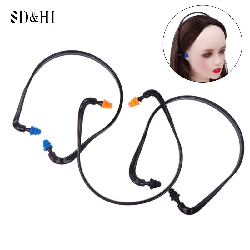 Bouchons d'oreille montés sur la tête en silicone souple, protecteur anti-bruit, cache-oreilles, réduction du bruit, bleu, noir, orange, travail du sommeil