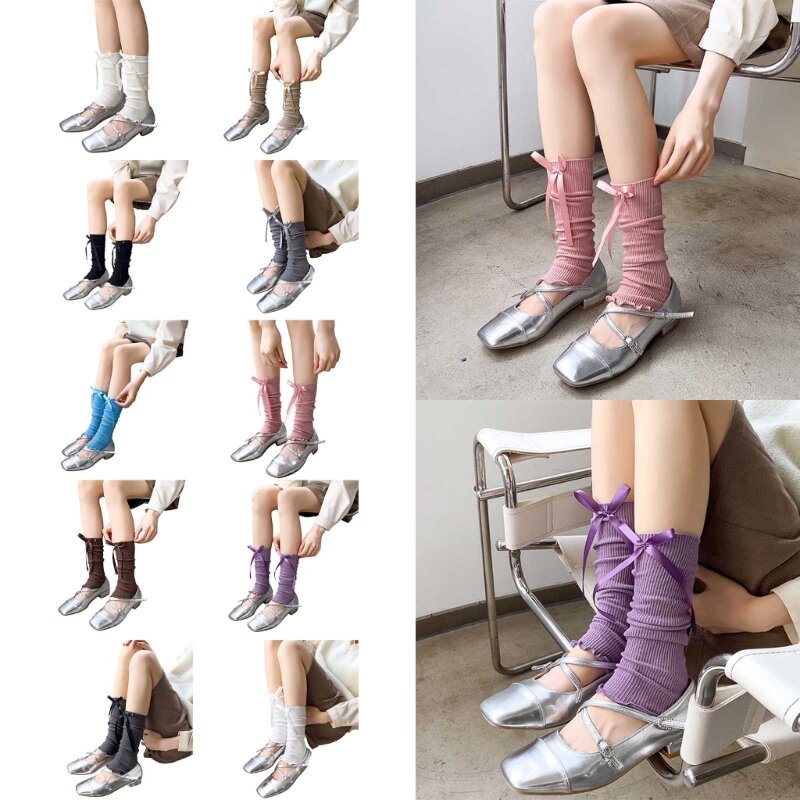 Uniforme escolar polainas outono inverno meias de crochê com nervuras capa para os pés