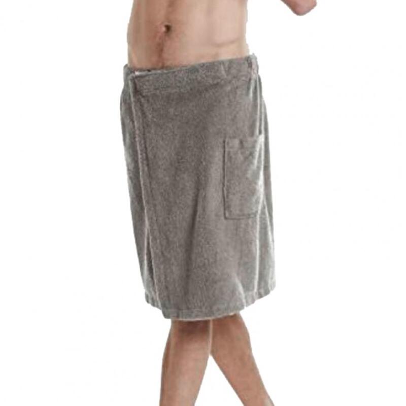 Men Half Body Bathrobe Bath Towel Adjustable Men's Bathrobe with Elastic Waist Nightgown Homewear with Pocket for Outdoor Sports
