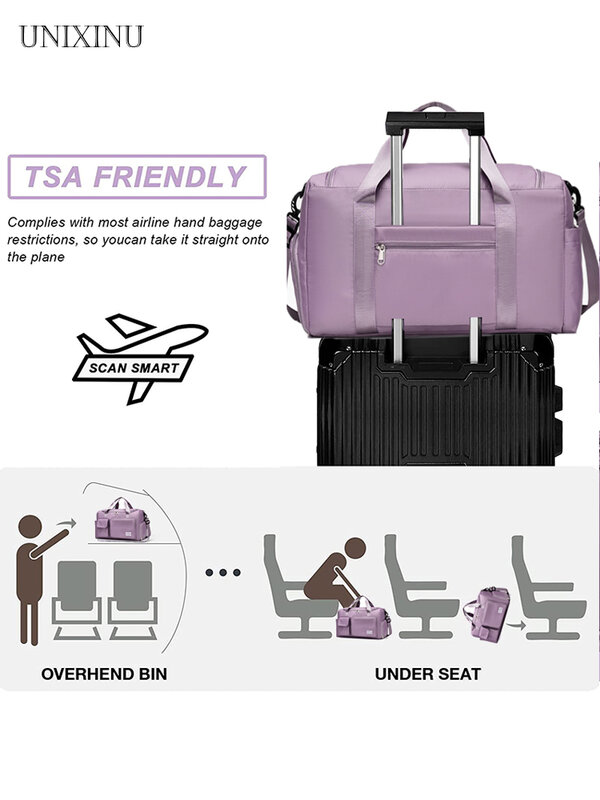 Unixinu Reisetasche mit großer Kapazität Weekender über Nacht Reisetaschen mit Schuh fach Sport Fitness Taschen für Frauen