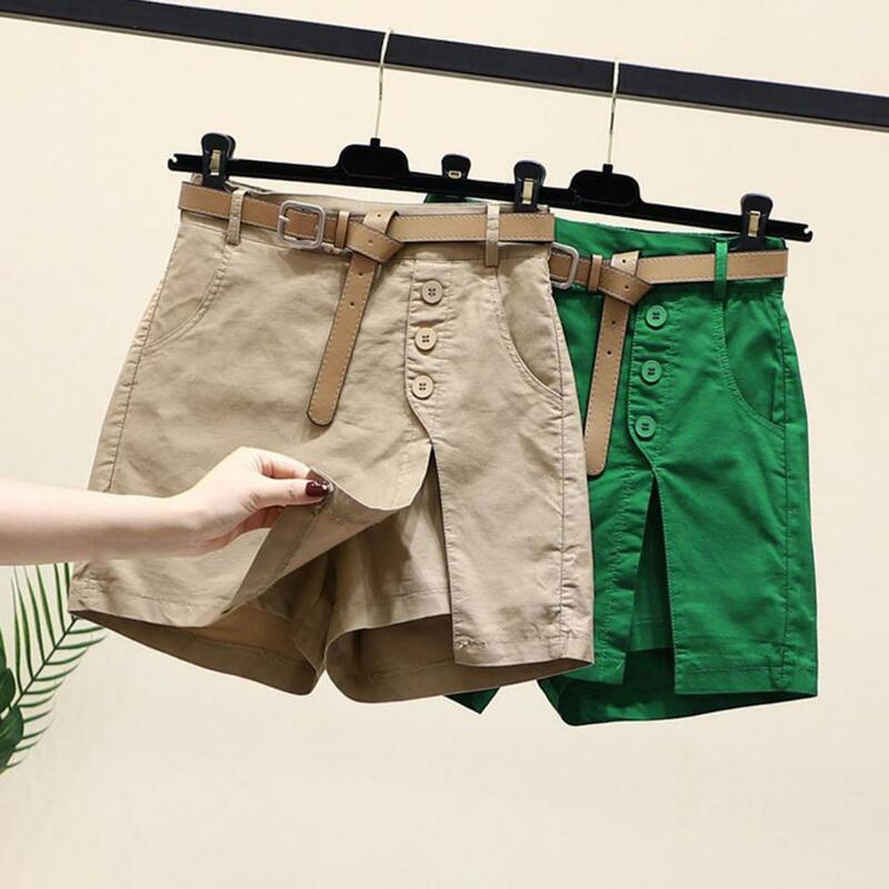 Pantalones cortos adelgazantes para mujer, falda de cintura alta con bolsillos divididos laterales, ropa de calle a la moda
