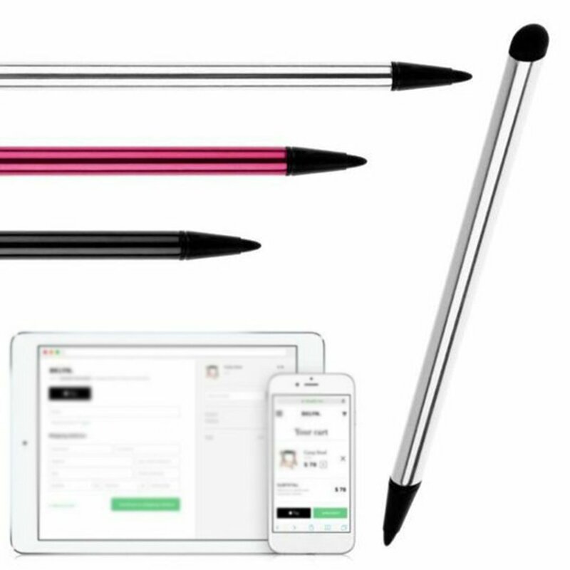 1pc duplo-purpose universal caneta de toque capacitivo mini liga de metal stylus dispositivo de tela capacitiva para o telefone móvel e tablet