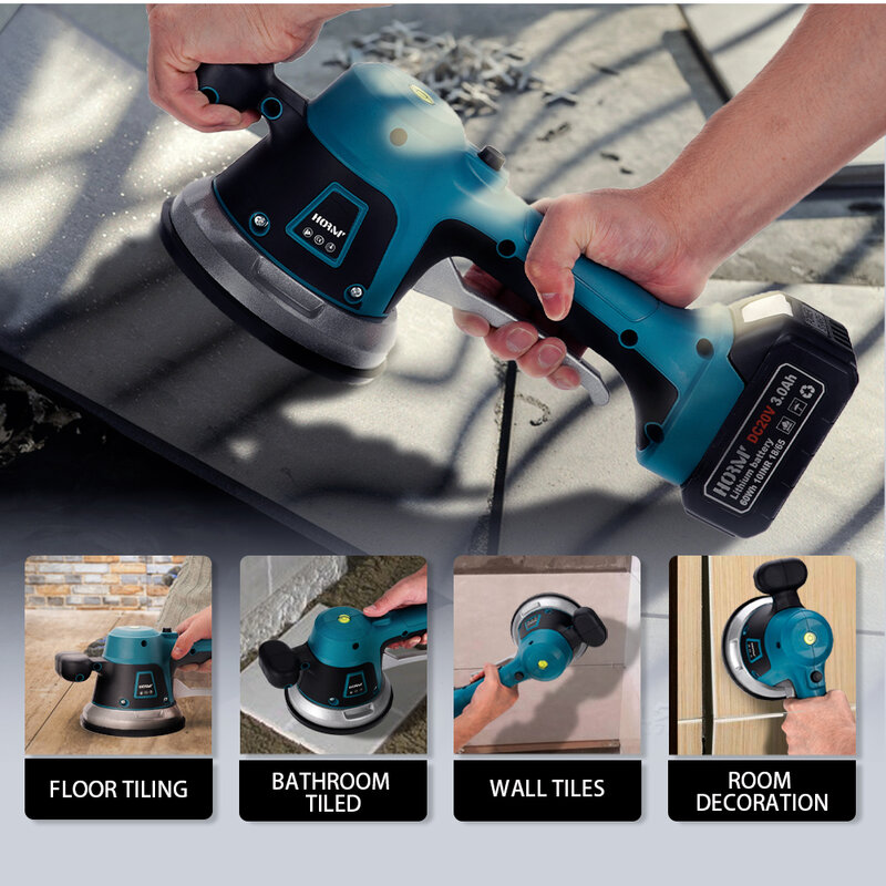 Hormy 20V Wireless Tiler Vibrator Suction Cup Tiling Machine Automatic Floor Vibrator Leveling Wall Tile Power Tool For Makita