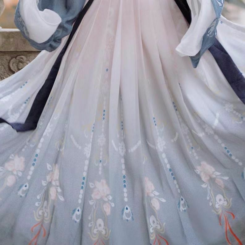 Hanfu-vestido de baile tradicional chino para mujer, traje de Cosplay de Hada, trajes de princesa elegantes, azul y rojo, 2023