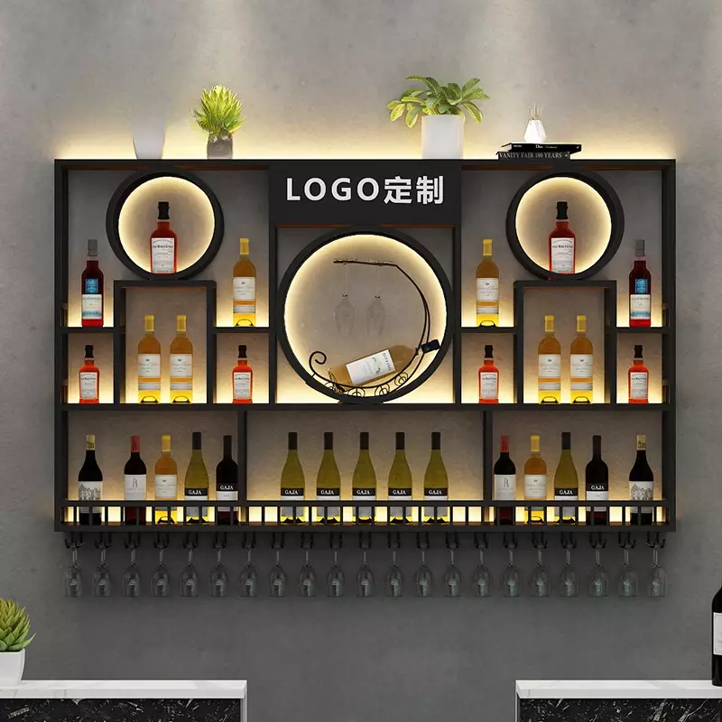 Estante De exhibición De vino moderno para sala De estar, mueble nórdico creativo De diseño Industrial para Whisky, Boutique, color negro