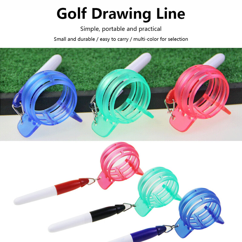 Golf Ball Line Marker Tool 360-degree Quick Drying Golf Alignment Kit Perfect Golf Gift Set for Outdoor Golf  Blue