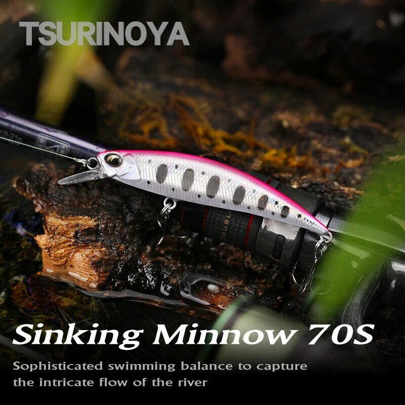 Tsurinoya-isca de pesca minnow dw75, jerkbait wobbler 70s, 70mm, 8.9g, para água doce, baixo, truta, isca dura, novo