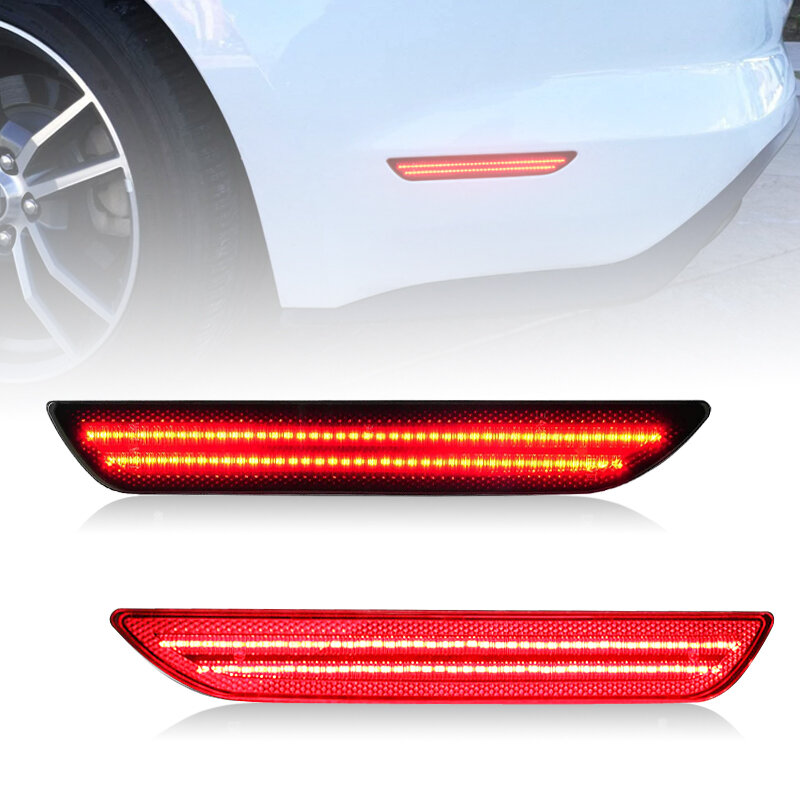 For Ford Mustang 2015-2022 Clear & Smoked Lens LED Side Marker Lamp Red Rear Side Fender Lights