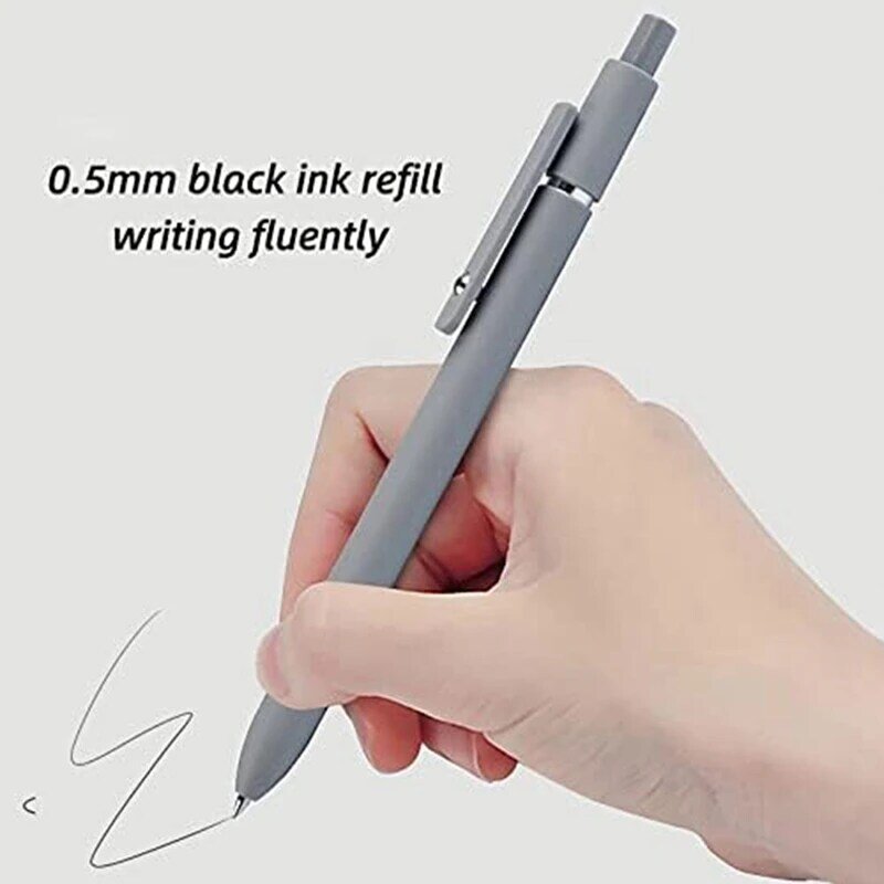 Canetas de tinta preta retráteis, série high-end, ponto fino, canetas de escrita suave, 0,5mm, 10 peças