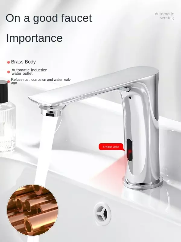 Gongjian grifo de detección inteligente de cobre, lavabo de enfriamiento único infrarrojo completamente automático, detección de desinfectante de manos extendido