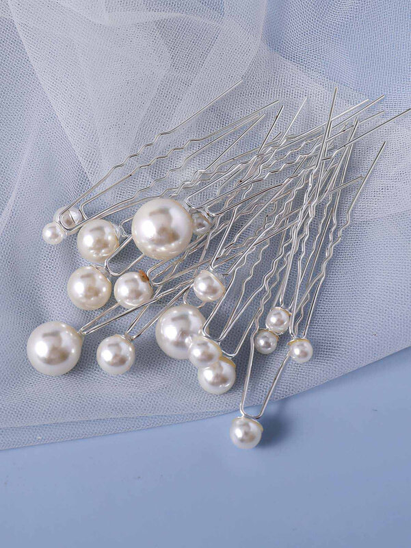 18Pcs Wedding Faux Pearl Hair Pins Bridal Hair Pearls U-Shaped Bobby Pins Golden Hairpins Hair Bridal Hair Accessories