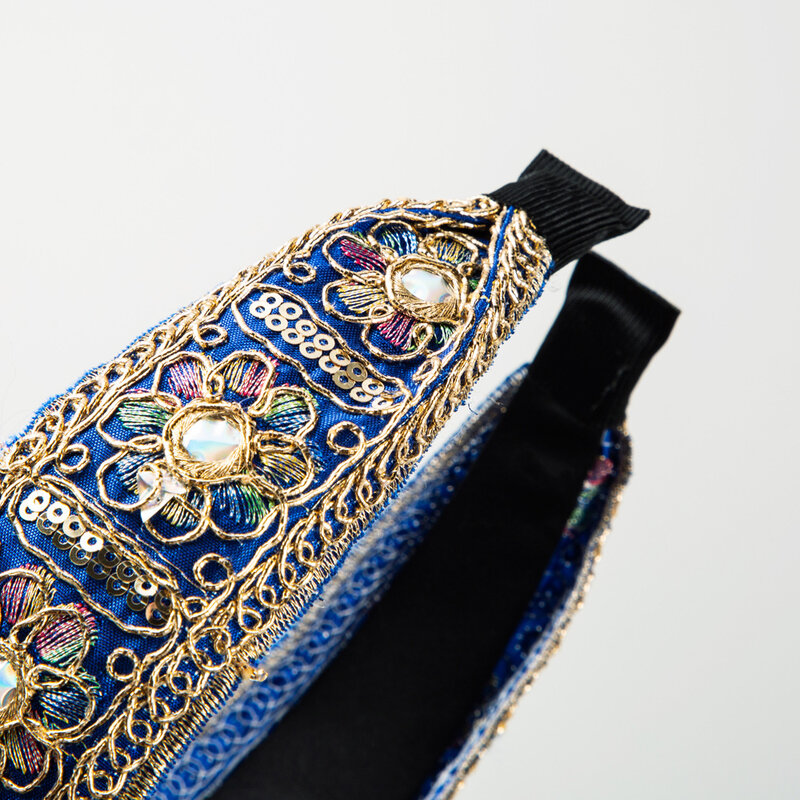 Европейская и американская винтажная повязка на голову в дворцовом стиле Женская широкая повязка на голову с цветочной вышивкой этнические аксессуары для волос