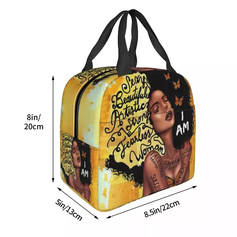 Amerikanische afrikanische Mädchen schwarze Frauen Lunch Bag auslaufs ichere Picknick Wärme kühler isolierte Lunchbox für Schularbeit Tragetaschen
