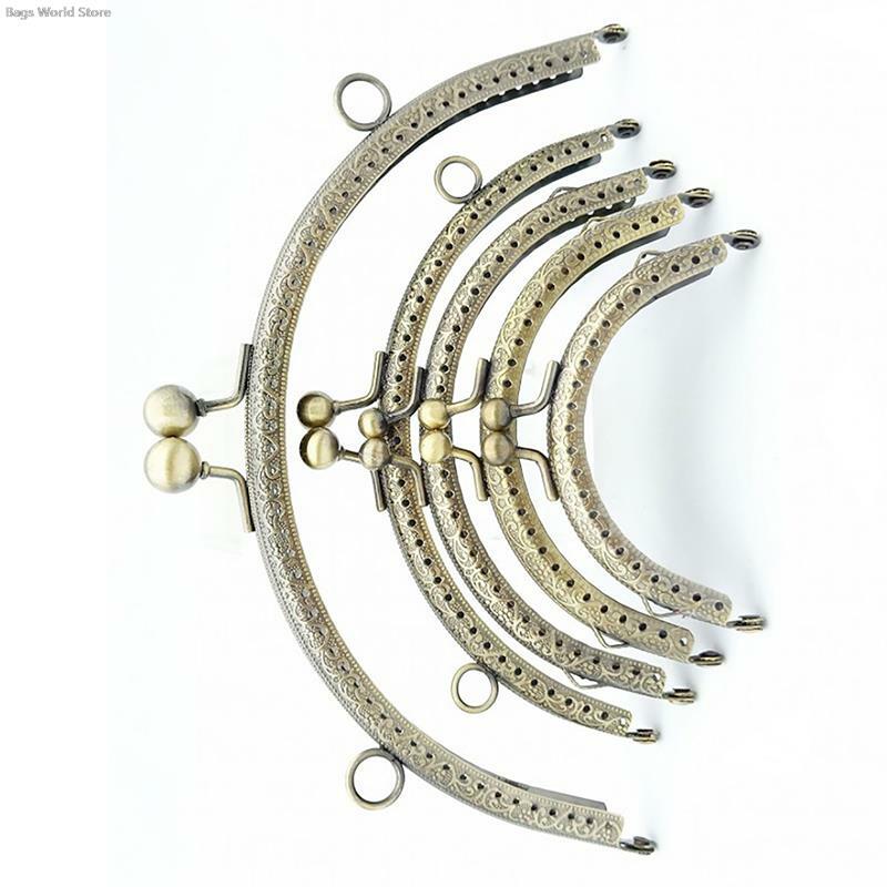 Marco semicircular de Metal para manualidades, accesorio con cierre de beso para monedero, 8,5/10,5/12,5/15/20.5cm, 1 unidad
