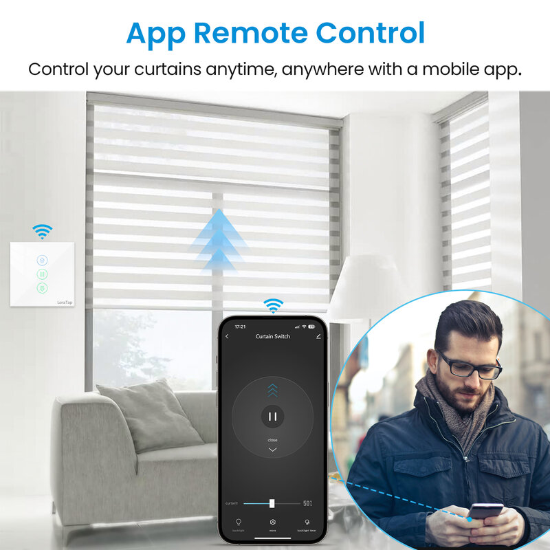 QCSMART-interruptor para persiana enrollable, Control remoto por aplicación Tuya Smart Life, asistente de Google, Alexa