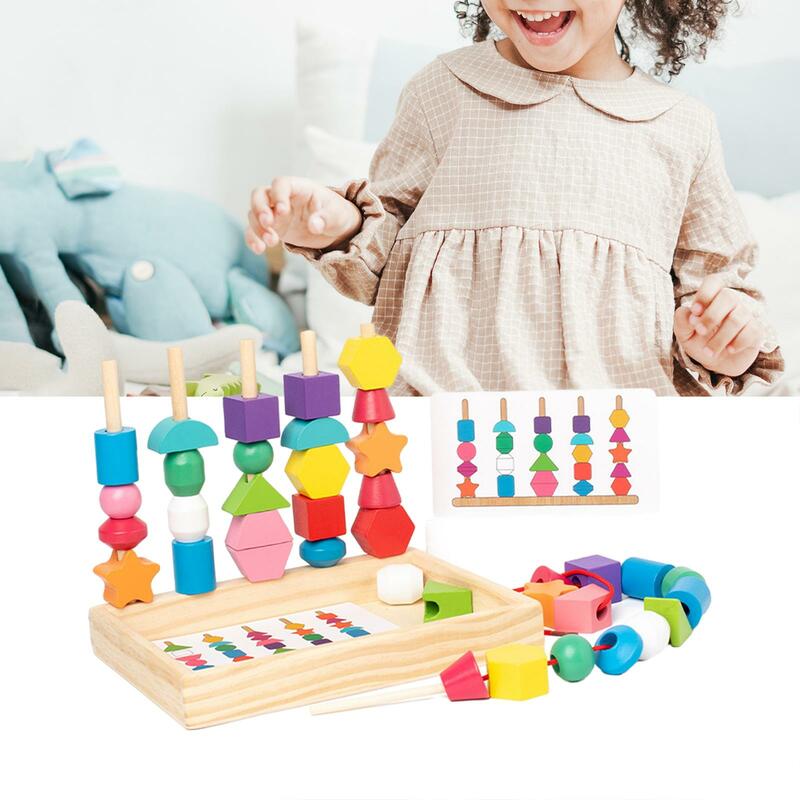 Деревянные бусины, блестящая игрушка, строительный блок, подходящая форма для раннего развития для детей