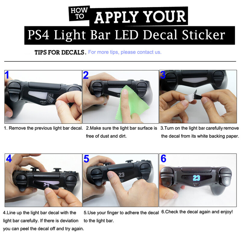 Adesivos LED pretos para Playstation 4 Controlador, Barra de luz, Decalque, Pele, Adesivo, Flash, Acessórios Do Jogo
