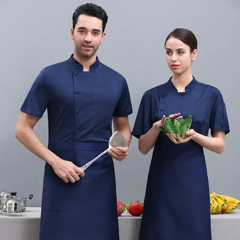 Werk Hotel Logo Bakker Cook Mouw T-Shirt Mesh Jas Ademende Uniform Kleding Chef Korte Restaurant Ober