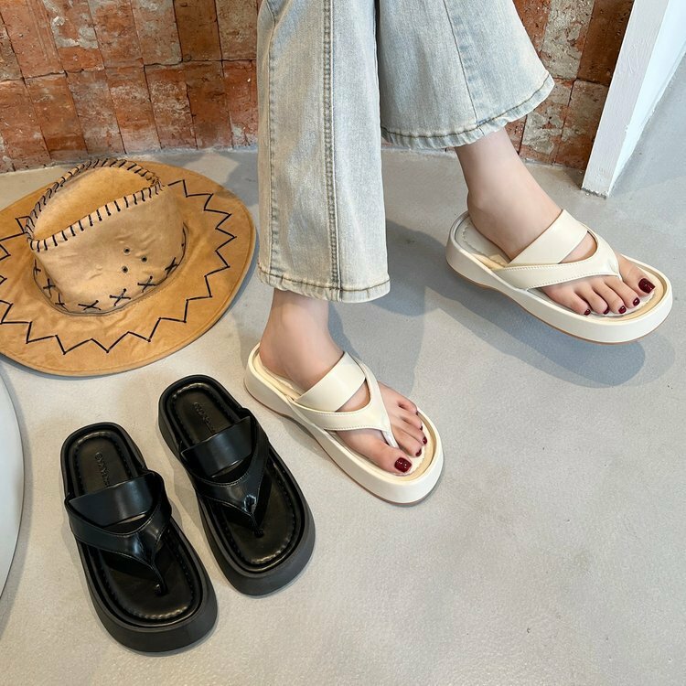 Sandal wanita modis sepatu Platform luar sepatu wanita Pu sandal musim panas baru sandal Anti selip serbaguna Zapatos Para Mujeres
